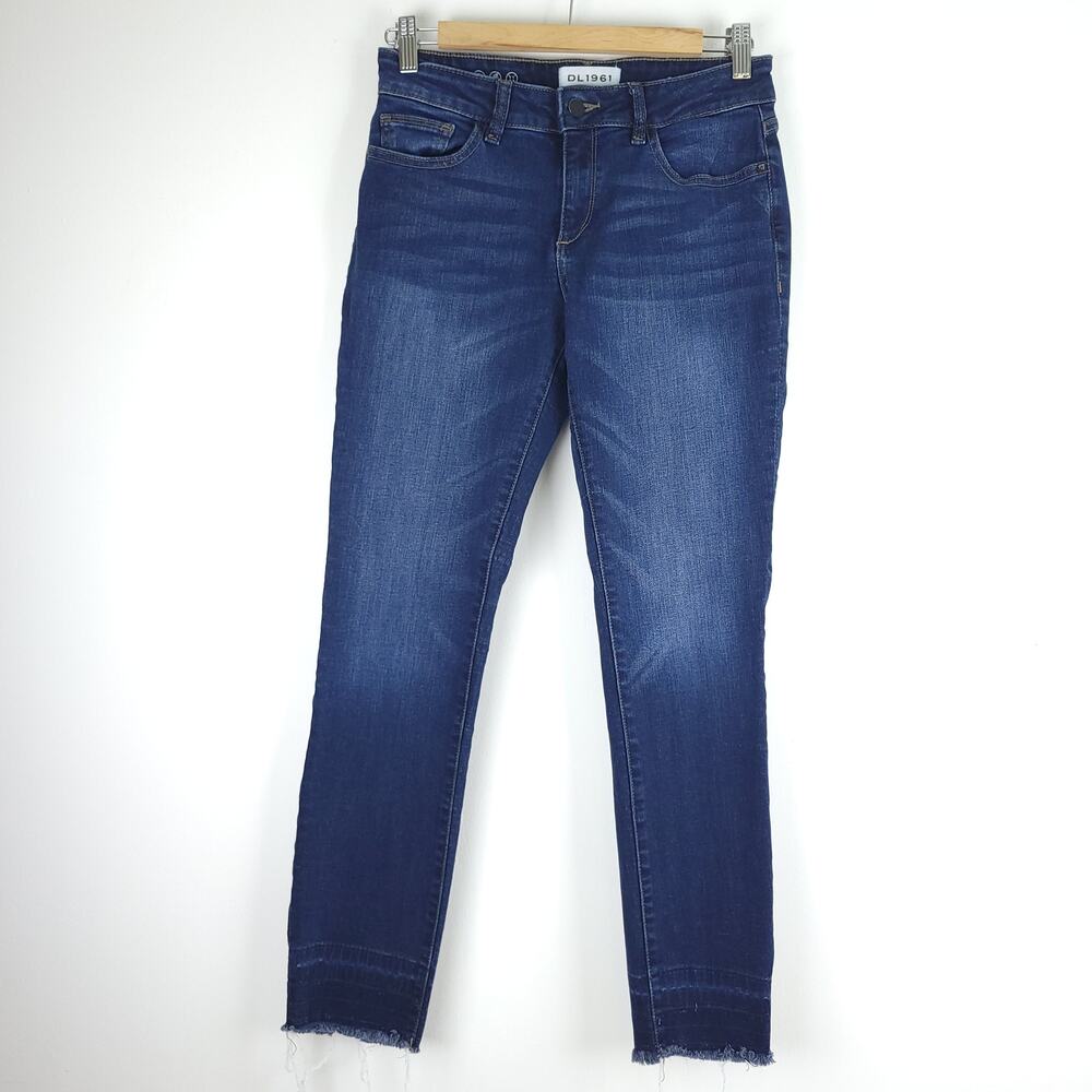 DL1961 Coco Curvy Ankle Skinny Raw Hem Jeans Denim Stony Blue Wash Size 27